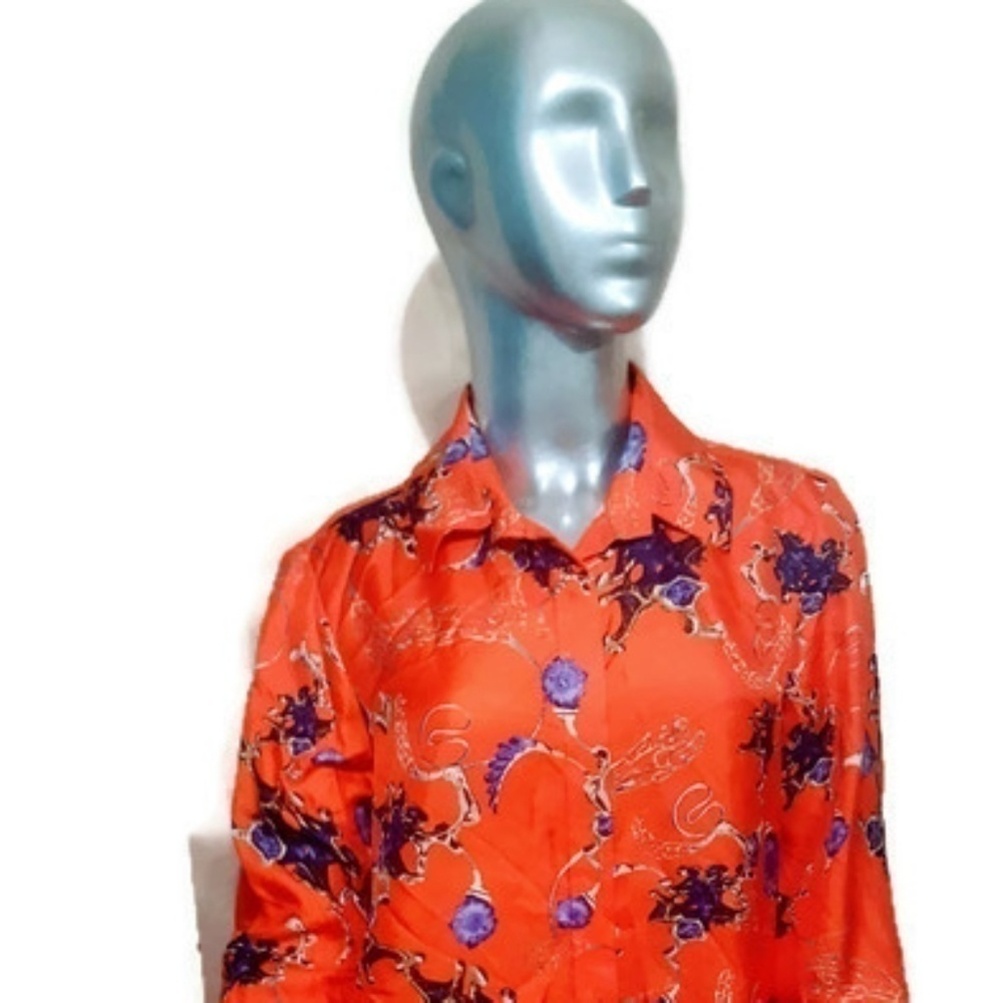 Altuzarra Red Orange Silk Blouse Size 40/8 NWT
